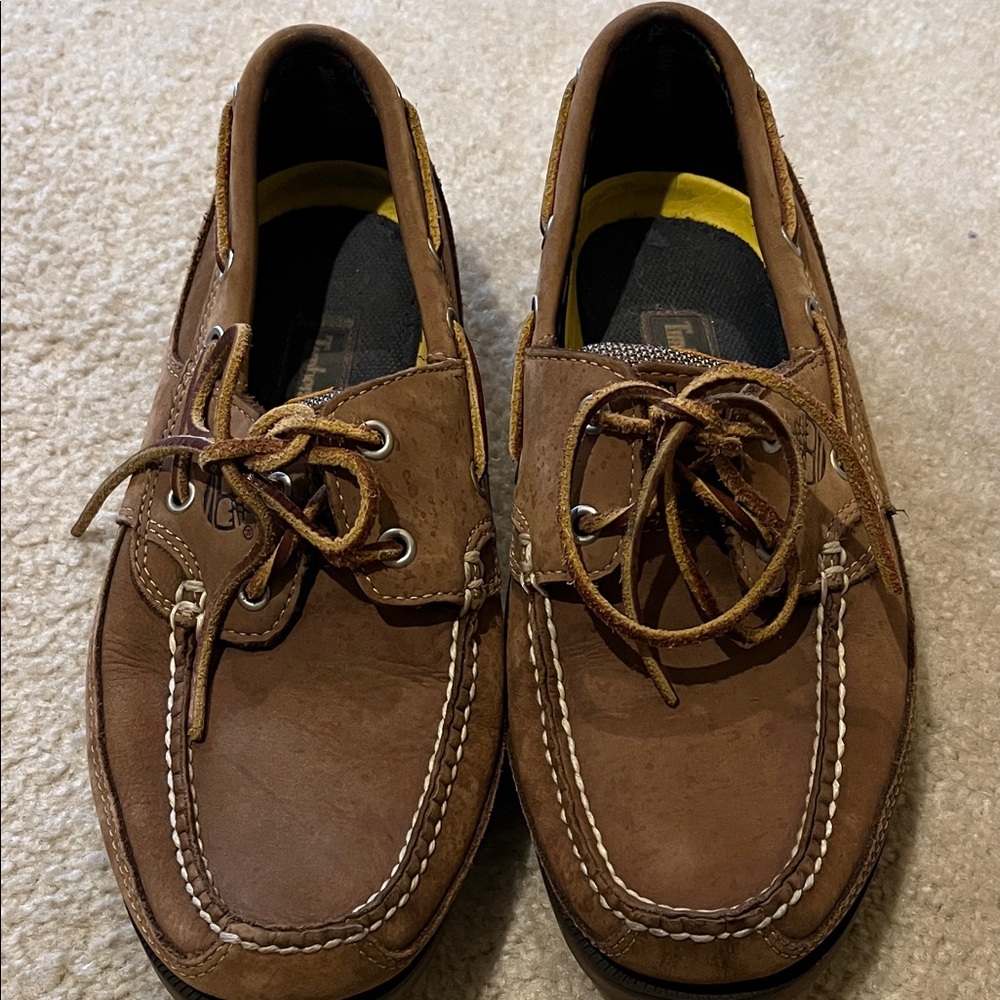 Timberland 2 Eye Brown Leather Suede Men's Boat Shoes size 8.5